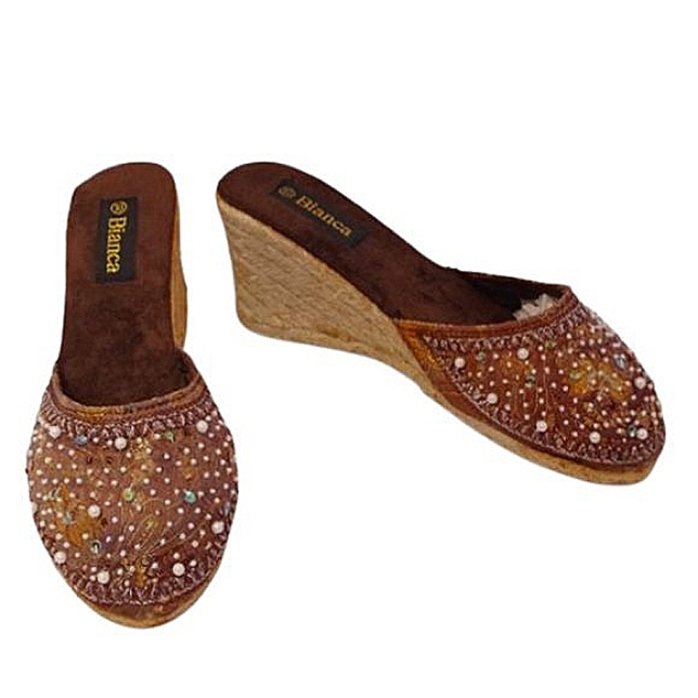 Bianca Bollywood Style Embellished Wedge/Espadrilles- Sz. 10